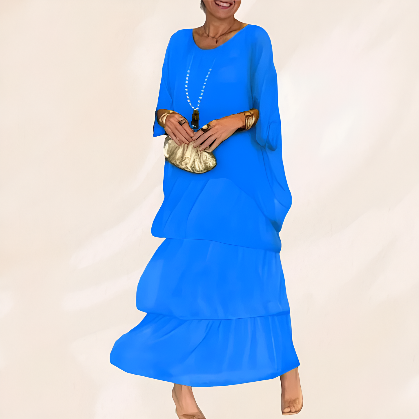 Luna - Loose Maxi Dress with Round Neckline