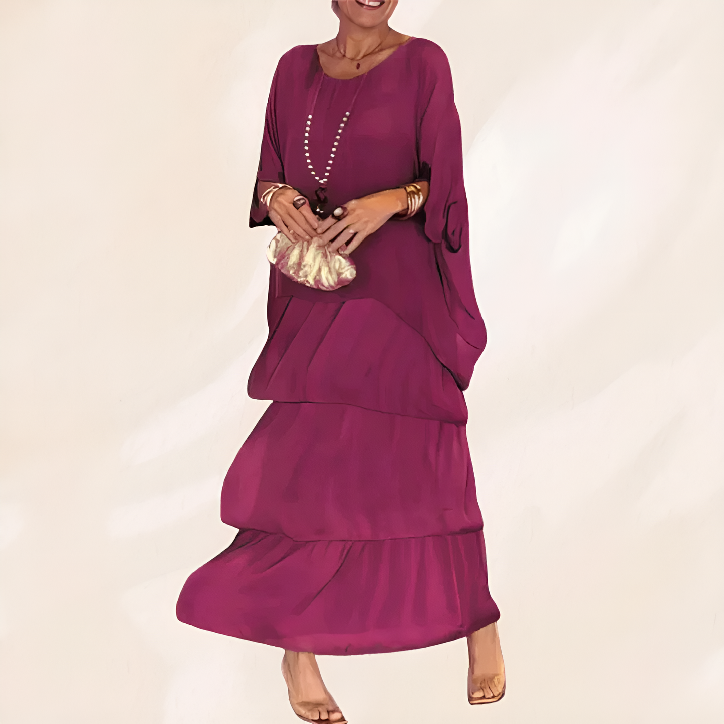 Luna - Loose Maxi Dress with Round Neckline