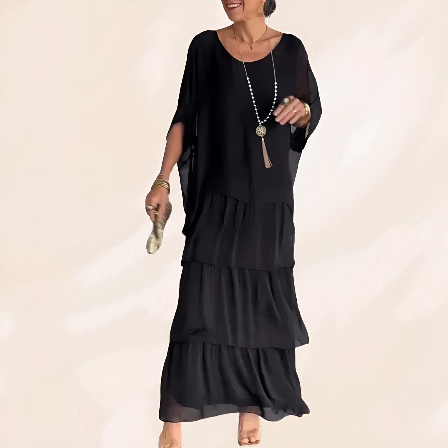 Luna - Loose Maxi Dress with Round Neckline