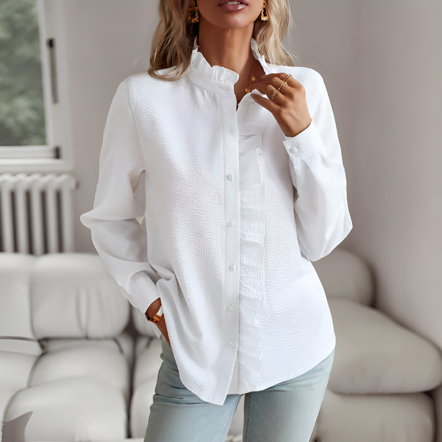 Mira - Comfortable Long-Sleeve Button-Down Shirt